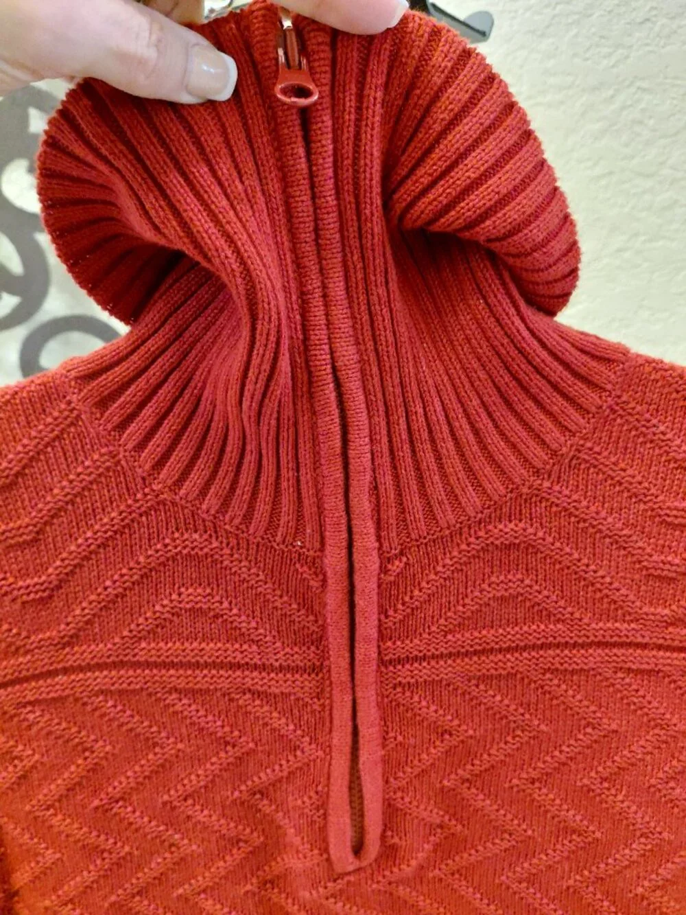 Vintage Polo Ralph Lauren Mens Red Cotton Quarter Zip Sweater Medium Flag Back